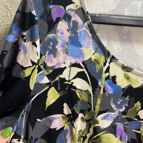 J.Jill Women Wearever Collection Black Floral Lagenlook Style Dress Size M - Picture 3 of 8